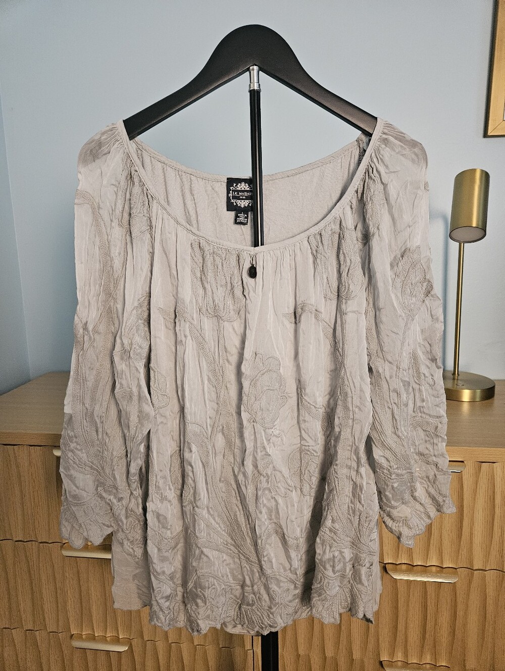 Women's Silky Gray/silver Dressy Top MADE IN ITALY